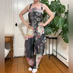 Save The Queen Abstract Art Print Draped Jumpsuit — Size Small